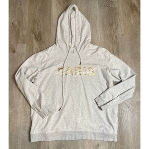 Karl Lagerfeld Paris Womens Grey Hoodie Gold Logo Spellout XL